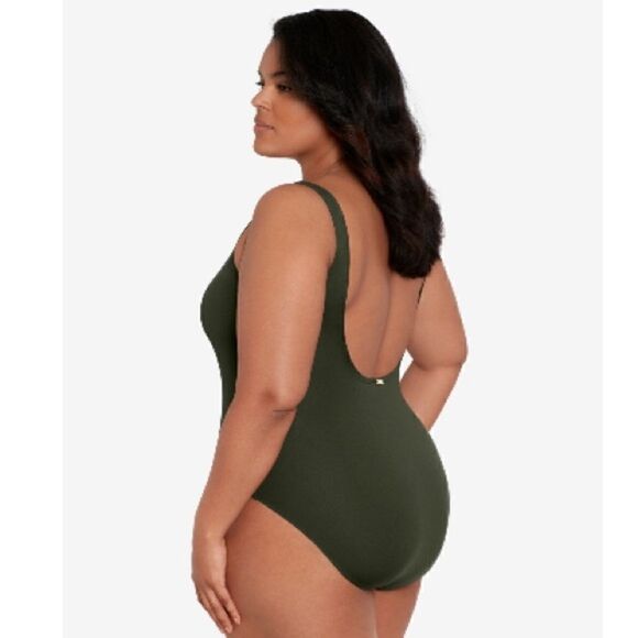 Ralph Lauren One-Piece Swimsuit Beach Club Solids Lace Front Swimwear Olive 22W - Picture 12 of 13